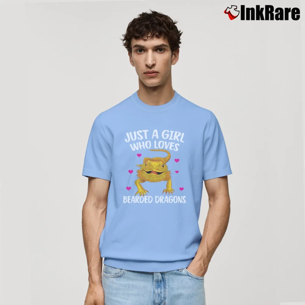 Men’s Just A Girl Who Loves Bearded Dragons Cute Lizard Classic T-Shirt in light blue | Soft, Breathable Everyday Wear