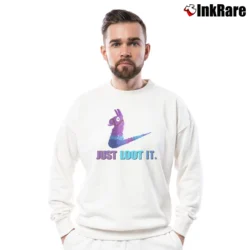 Men’s Just Loot It Fortnite Parody Crewneck Sweatshirt in white | Cozy Fabric, Clean Style