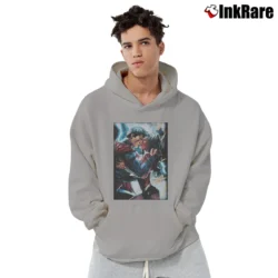 Men’s Justice League Wonder Woman Superman Power Kiss Graphic Pullover Hoodie in sport grey | Cozy, Durable, Modern Fit