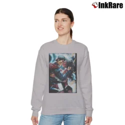 Women’s Justice League Wonder Woman Superman Power Kiss Graphic Relaxed Sweatshirt in sport grey | Soft, Laid-Back Vibe