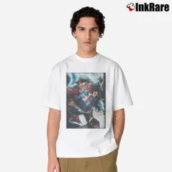 Men’s Justice League Wonder Woman Superman Power Kiss Graphic Classic T-Shirt in white | Soft, Breathable Everyday Wear