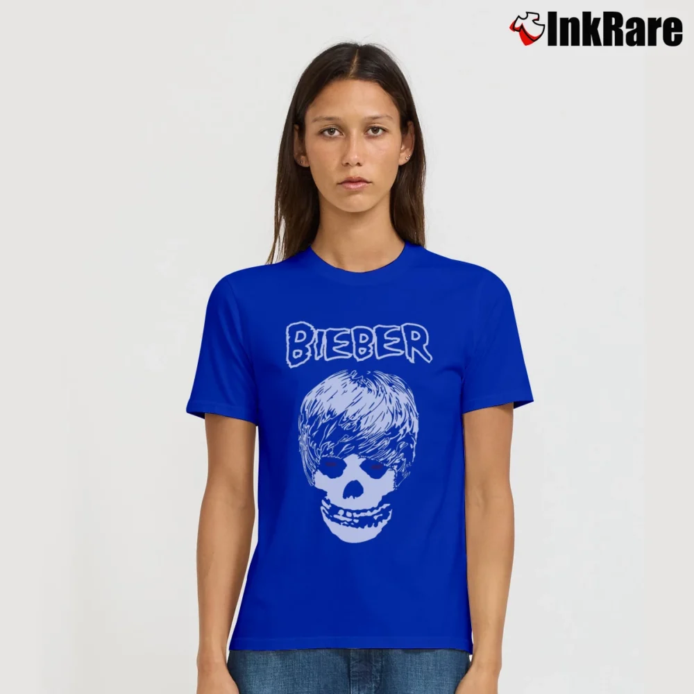 Women’s Justin Bieber Misfits Punk Style Mashup Signature T-Shirt in royal blue | Soft, Flattering Fit