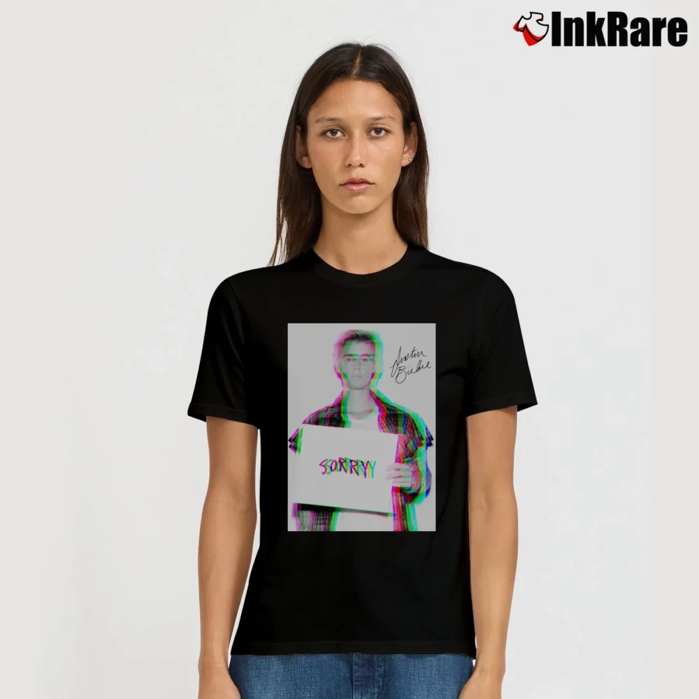 Women’s Justin Bieber Sorry Album Signature T-Shirt in black | Soft, Flattering Fit
