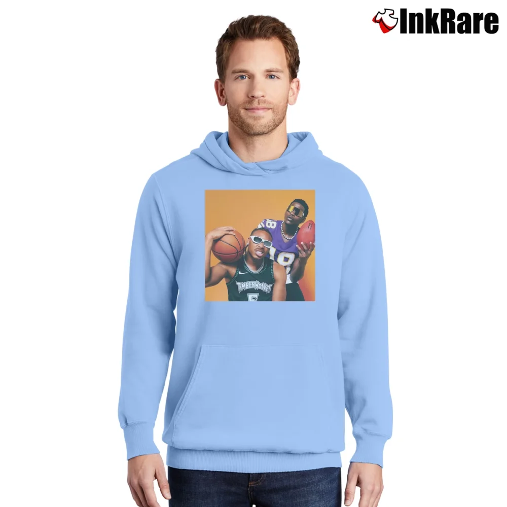 Men’s Justin Jefferson Anthony Edwards Pullover Hoodie in light blue | Cozy, Durable, Modern Fit