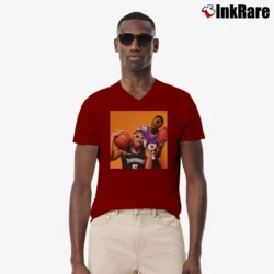 Men’s Justin Jefferson Anthony Edwards V-Neck Tee in maroon | Sharp, Breathable, Everyday Staple