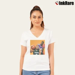 Women’s Justin Jefferson Anthony Edwards V-Neck Tee in white | Chic Neckline, Soft Texture
