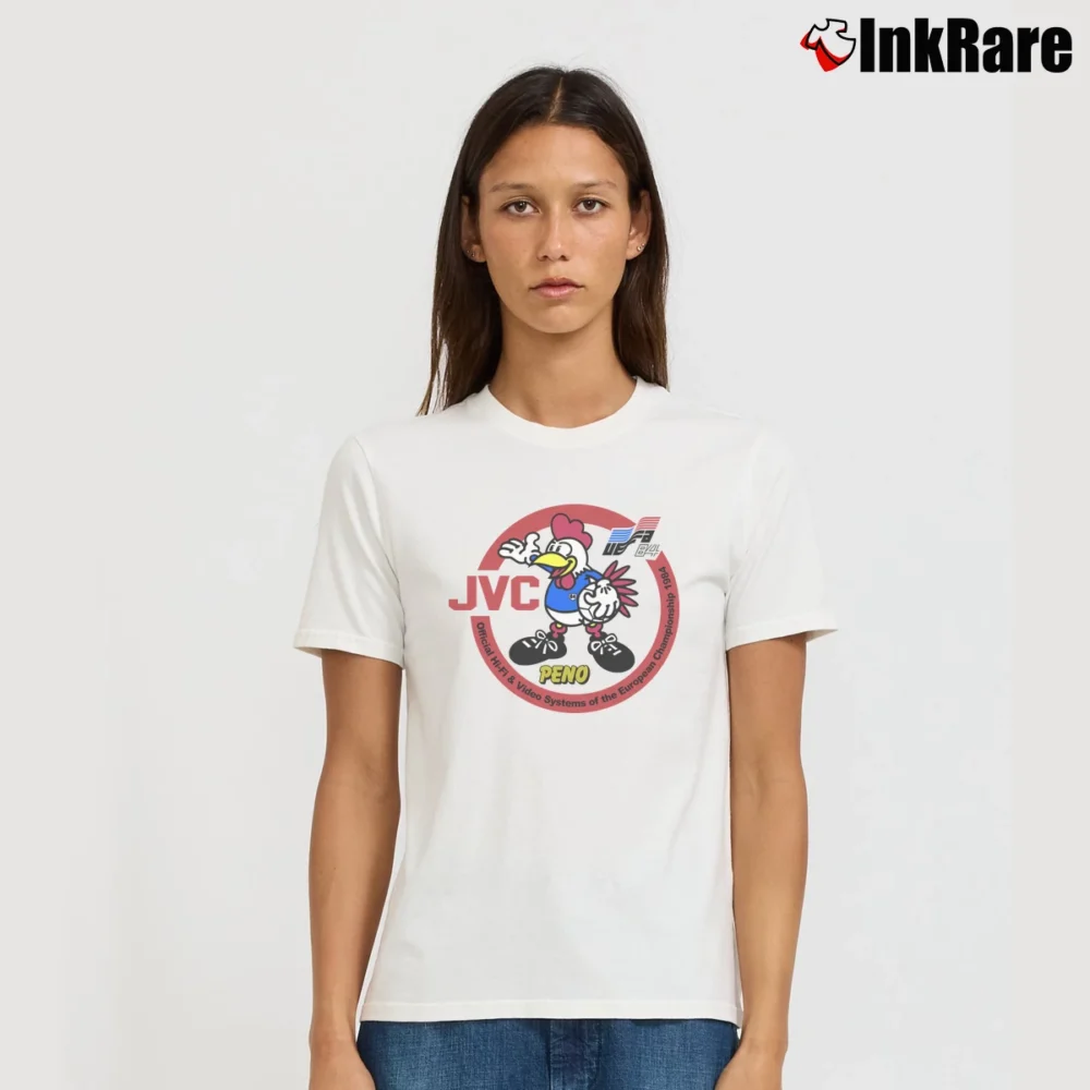 Women’s JVC UEFA 1984 European Football Mascot Signature T-Shirt in white | Soft, Flattering Fit