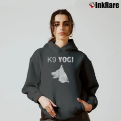 Women’s K9 Yogi Pd Funny Dog Graphic Cozy Hoodie in charcoal | Warm, Structured, Stylish