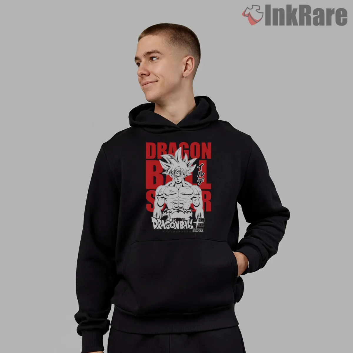 Kakarot Super Saiyan Manga Panel Shirt on black hoodie for men graphic tee