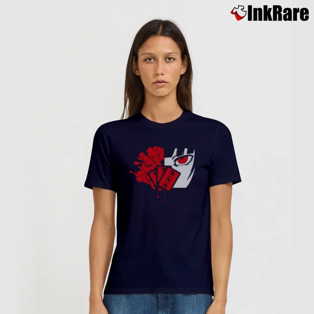 Women’s Kakegurui Jabami Yumeko Anime Graphic Signature T-Shirt in navy | Soft, Flattering Fit