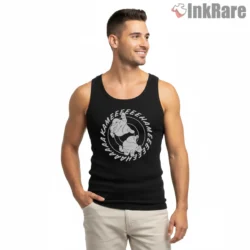Kamehameha Spiral Fist Emblem Shirt on black tank top for men graphic tee