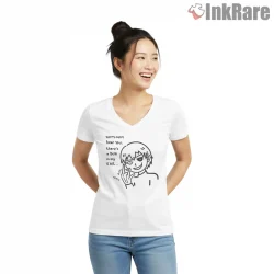 Kaneki Funny Manga Quote Minimal Anime Shirt on white v-neck shirt for women graphic tee