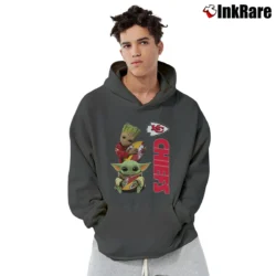 Men’s Kansas City Chiefs Baby Yoda Groot Star Wars Pullover Hoodie in charcoal | Cozy, Durable, Modern Fit