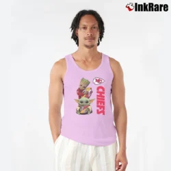 Men’s Kansas City Chiefs Baby Yoda Groot Star Wars Tank Top in light pink | Breathable, Active-Friendly Design