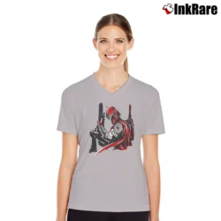 Women’s Kansas City Chiefs Boba Fett Star Wars NFL V-Neck Tee in sport grey | Chic Neckline, Soft Texture