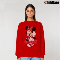 Women’s Kansas City Chiefs Football Mimi Mouse Disney Relaxed Sweatshirt in red | Soft, Laid-Back Vibe