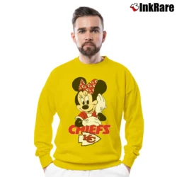 Men’s Kansas City Chiefs Football Mimi Mouse Disney Crewneck Sweatshirt in yellow | Cozy Fabric, Clean Style