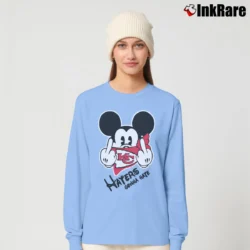 Women’s Kansas City Chiefs Mickey Mouse Haters Gonna Hate Football Classic Long-Sleeve Top in light blue | Sleek, Versatile, All-Season