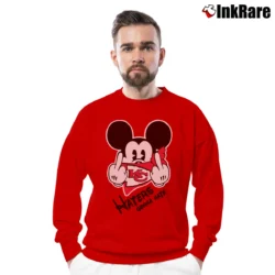 Men’s Kansas City Chiefs Mickey Mouse Haters Gonna Hate Football Classic Crewneck Sweatshirt in red | Cozy Fabric, Clean Style