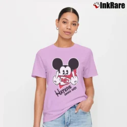 Women’s Kansas City Chiefs Mickey Mouse Haters Gonna Hate Football Classic Signature T-Shirt in light pink | Soft, Flattering Fit
