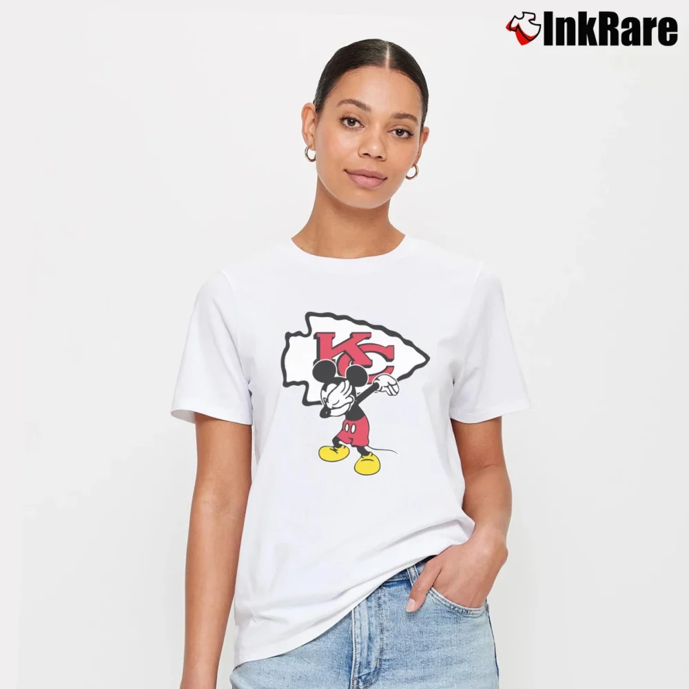 Women’s Kansas City Chiefs Mickey Mouse Super Bowl Fan Signature T-Shirt in white | Soft, Flattering Fit