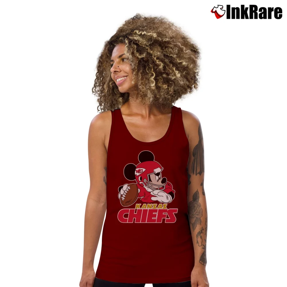 Women’s Kansas City Chiefs NFL Mickey Mouse Football Fan Tank Top in maroon | Lightweight, Movement-Friendly