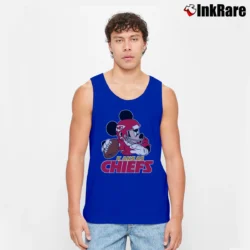 Men’s Kansas City Chiefs NFL Mickey Mouse Football Fan Tank Top in royal blue | Breathable, Active-Friendly Design