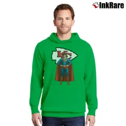 Men’s Kansas City Chiefs x Superman Logo Graphic Pullover Hoodie in irish green | Cozy, Durable, Modern Fit