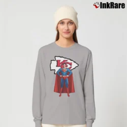 Women’s Kansas City Chiefs x Superman Logo Graphic Long-Sleeve Top in sport grey | Sleek, Versatile, All-Season