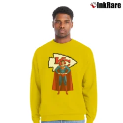 Men’s Kansas City Chiefs x Superman Logo Graphic Crewneck Sweatshirt in yellow | Cozy Fabric, Clean Style