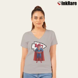 Women’s Kansas City Chiefs x Superman Logo Graphic V-Neck Tee in sport grey | Chic Neckline, Soft Texture