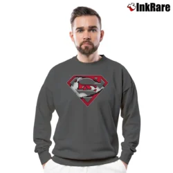 Men’s Kansas City Chiefs x Superman Undefeatable NFL Mashup Crewneck Sweatshirt in charcoal | Cozy Fabric, Clean Style