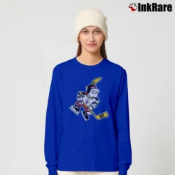 Women’s Kansas City Scouts Mascot Retro Hockey Graphic Long-Sleeve Top in royal blue | Sleek, Versatile, All-Season