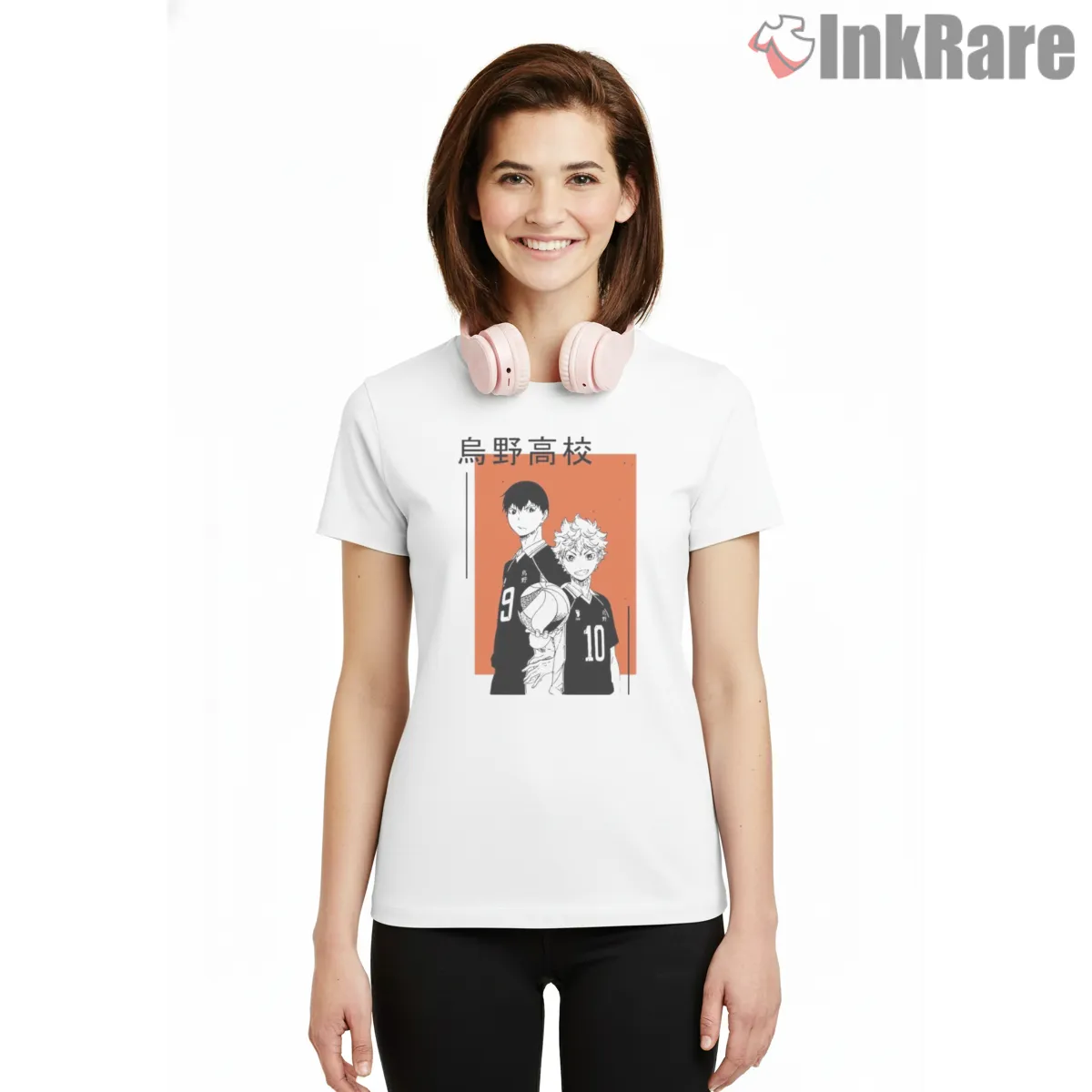 Karasuno Duo Minimal Manga Style Anime Shirt on white short sleeve shirt for women graphic tee