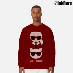Men’s Karl Lagerfeld And Cat Graphic Long-Sleeve Shirt in maroon | Sleek, Lightweight, Year-Round Wear