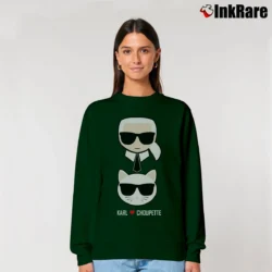Women’s Karl Lagerfeld And Cat Graphic Relaxed Sweatshirt in forest green | Soft, Laid-Back Vibe