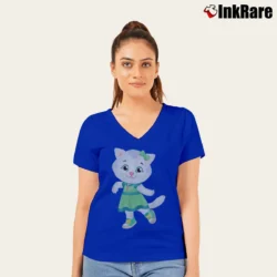 Women’s Katerina Kitty Cat V-Neck Tee in royal blue | Chic Neckline, Soft Texture