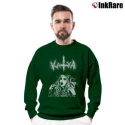 Men’s Katya Black Metal Parody Graphic Crewneck Sweatshirt in forest green | Cozy Fabric, Clean Style