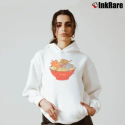 Women’s Kawaii Anime Cat Japanese Ramen Noodles Gift Cozy Hoodie in white | Warm, Structured, Stylish