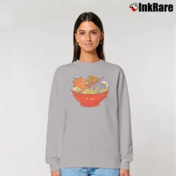 Women’s Kawaii Anime Cat Japanese Ramen Noodles Gift Relaxed Sweatshirt in sport grey | Soft, Laid-Back Vibe