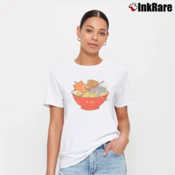 Women’s Kawaii Anime Cat Japanese Ramen Noodles Gift Signature T-Shirt in white | Soft, Flattering Fit