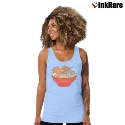 Women’s Kawaii Anime Cat Japanese Ramen Noodles Gift Tank Top in light blue | Lightweight, Movement-Friendly