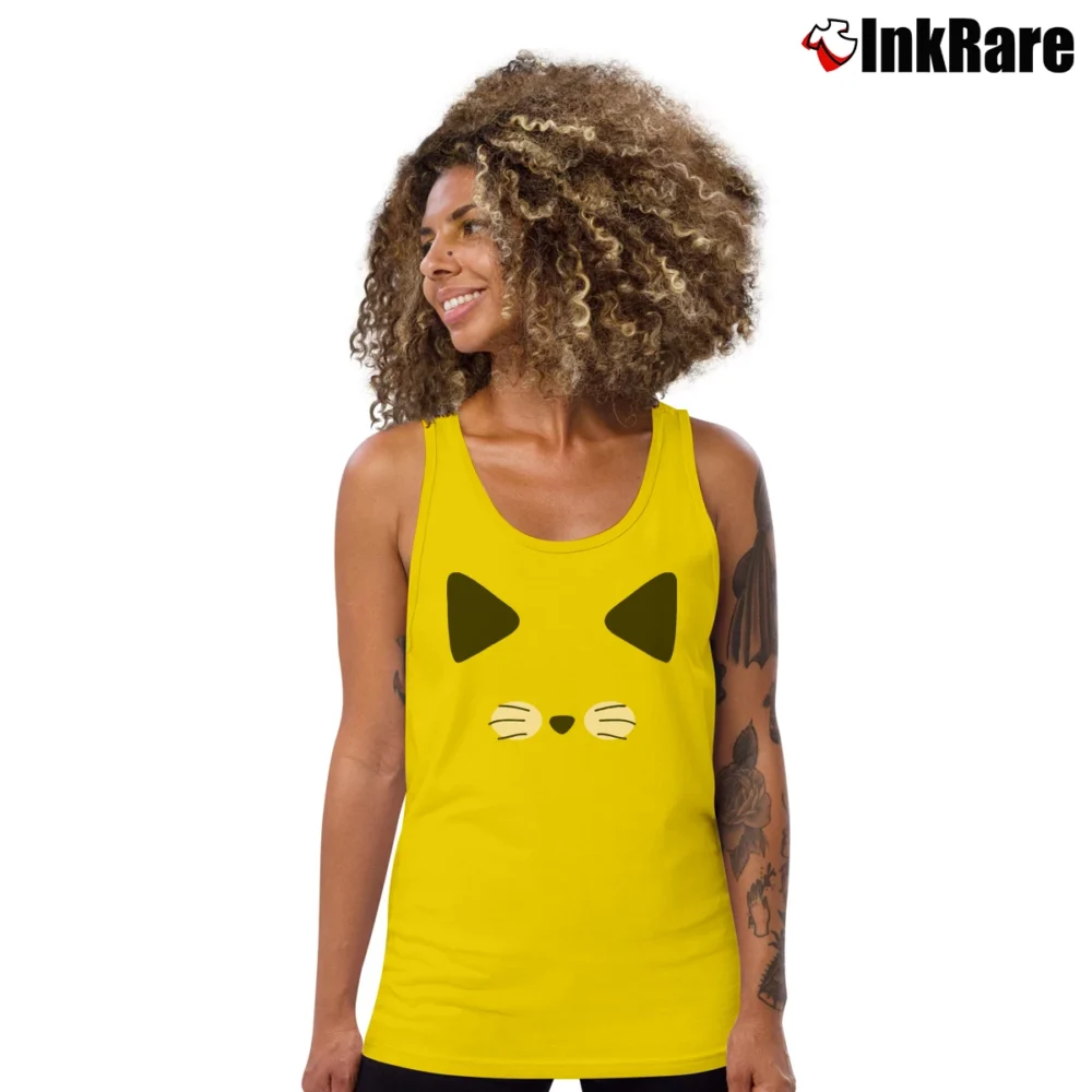 Women’s Kawaii Cat Kitten Graphic Gift Tank Top in yellow | Lightweight, Movement-Friendly