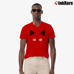 Men’s Kawaii Cat Kitten Graphic Gift V-Neck Tee in red | Sharp, Breathable, Everyday Staple