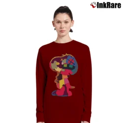 Women’s Kaws Snoopy Companion Art Long-Sleeve Top in maroon | Sleek, Versatile, All-Season