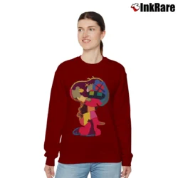 Women’s Kaws Snoopy Companion Art Relaxed Sweatshirt in maroon | Soft, Laid-Back Vibe