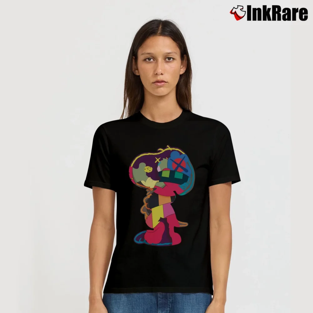 Women’s Kaws Snoopy Companion Art Signature T-Shirt in black | Soft, Flattering Fit
