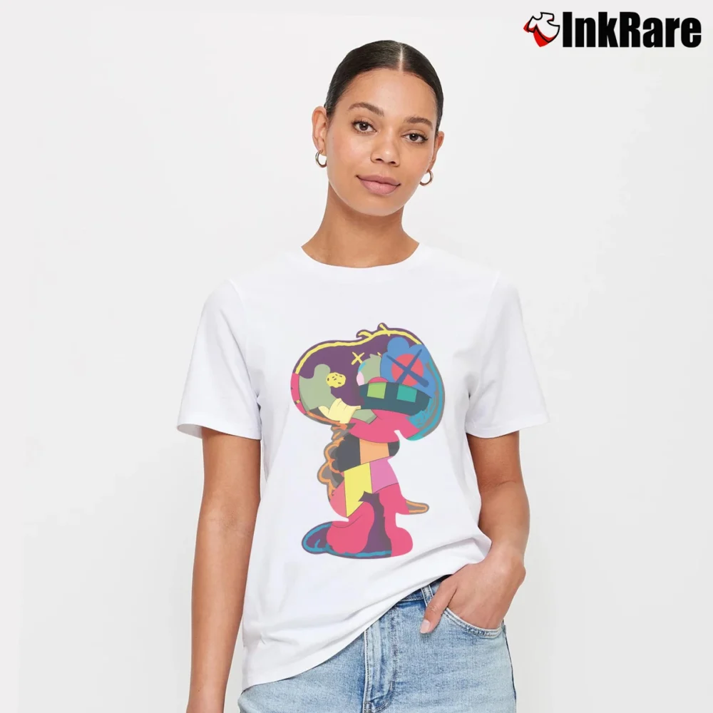Women’s Kaws Snoopy Companion Art Signature T-Shirt in white | Soft, Flattering Fit