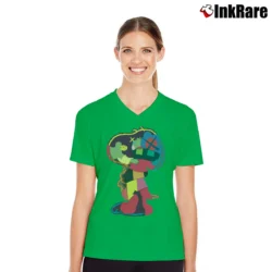 Women’s Kaws Snoopy Companion Art V-Neck Tee in irish green | Chic Neckline, Soft Texture