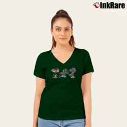 Women’s Kaws Snoopy Set V-Neck Tee in forest green | Chic Neckline, Soft Texture
